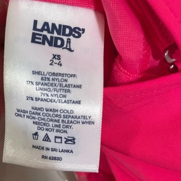 NWT Lands' End Chlorine Resistant 1 or 2 Shoulder Strap Pink Swim Top, Sz XS 2-4 - Picture 4 of 5